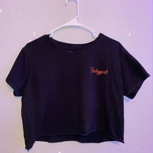 Black crop top with baby girl lettering